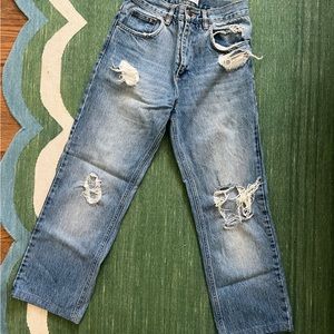 Anine Bing wide leg cropped jeans distressed jeans - size 24